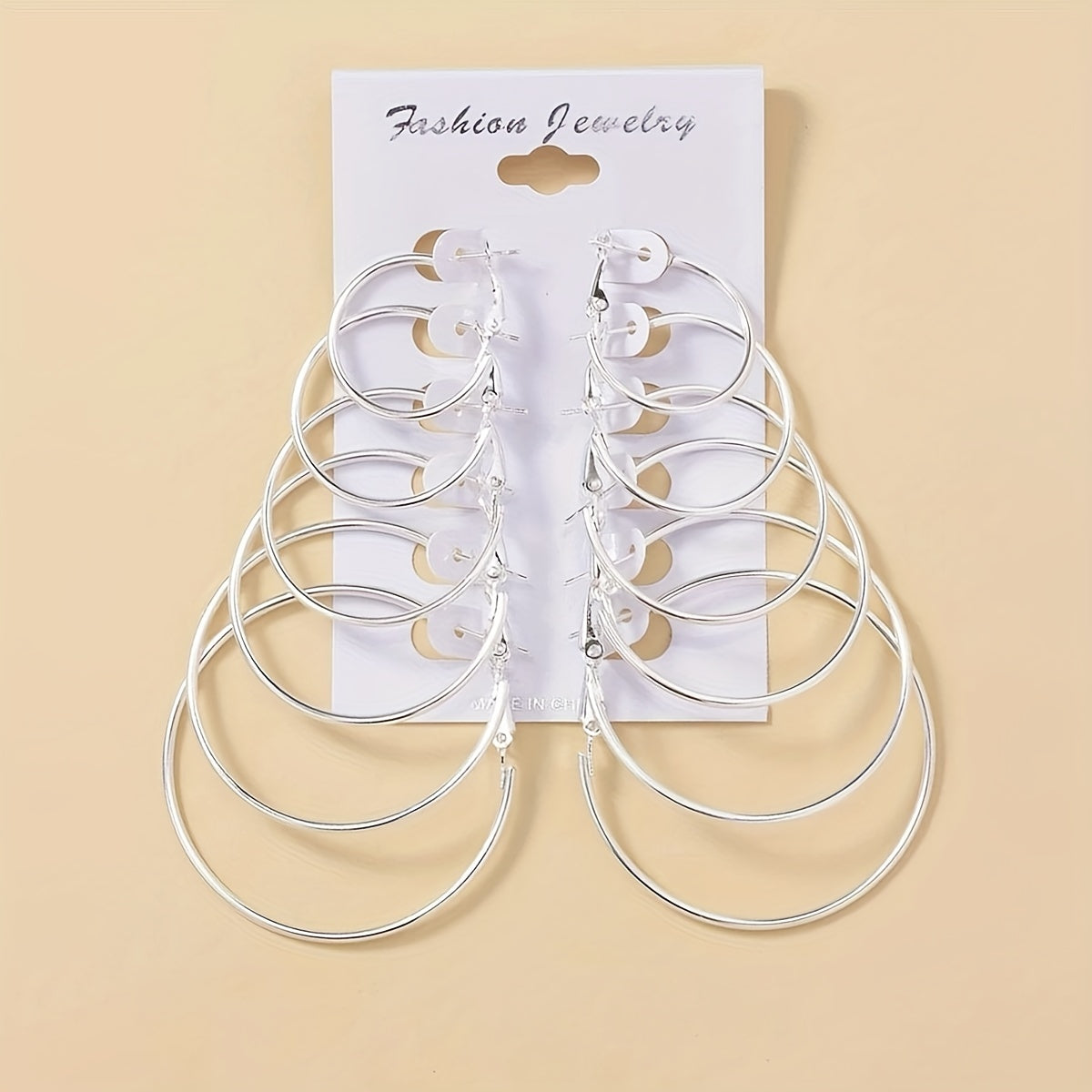 6pairs Exaggerated Hoop Earrings Set For Girls Rainbow Golden Silver