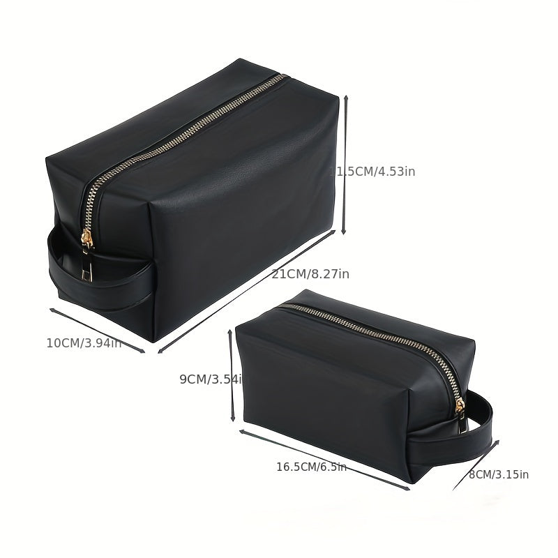 Minimalism PU Leather Cosmetic Bag for Women, Portable Makeup Storage Purse