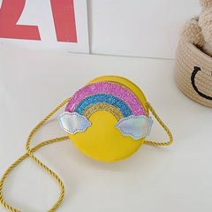 Kids Mini Round Crossbody Bag Rainbow Coin Purse for Girls