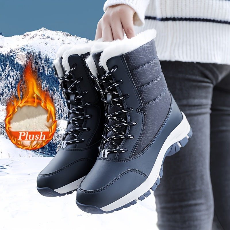 Faux Fur Lined Thermal Snow Boots Waterproof Hiking Shoes