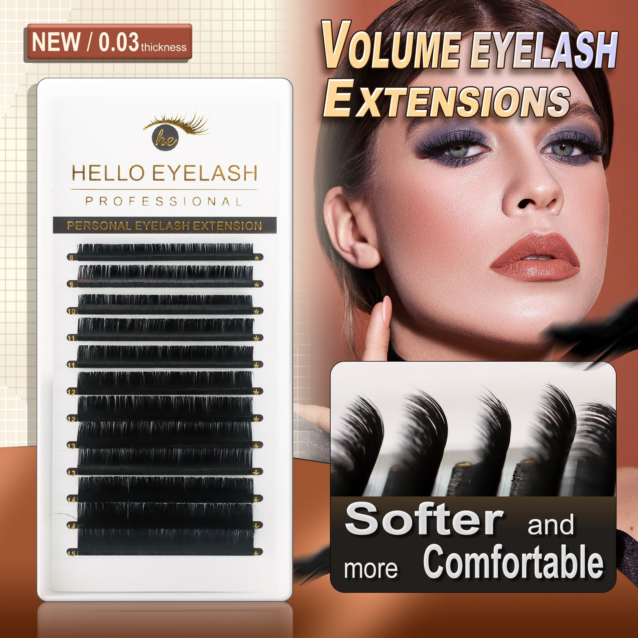 Volume Cashmere Silk Eyelash Extensions 0.03 C CC D DD Mixed Pack 8-15mm