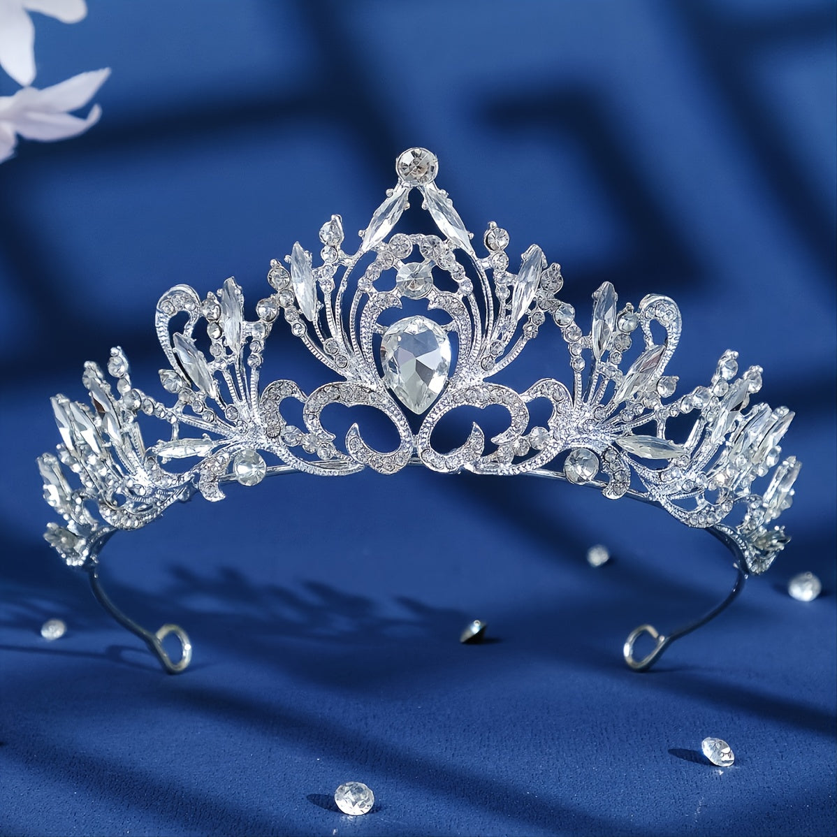 Vintage Silver Bridal Crown Stone Wedding Crown