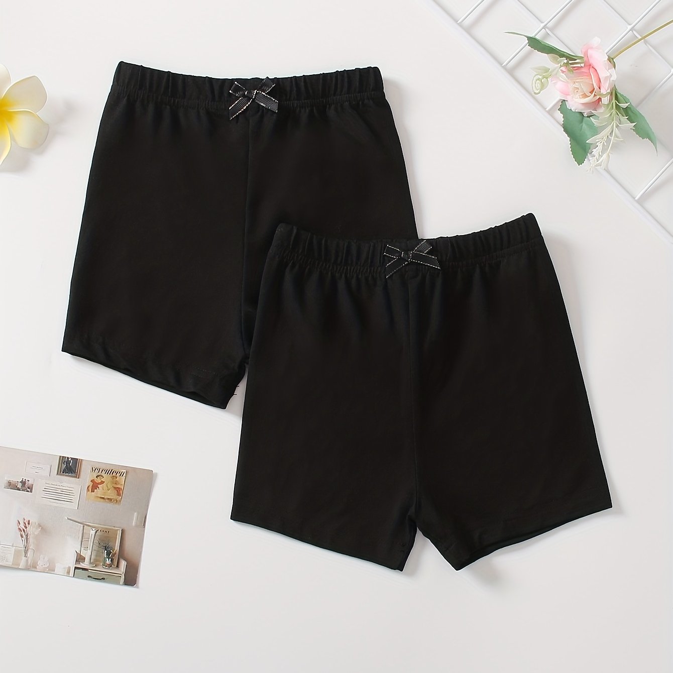 Girls' 2 Packs Basic Cartwheel Shorts, Thin & Comfy Fit