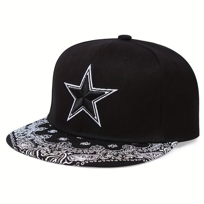 Pentagram Flower Brim Hip Hop Hat for Men