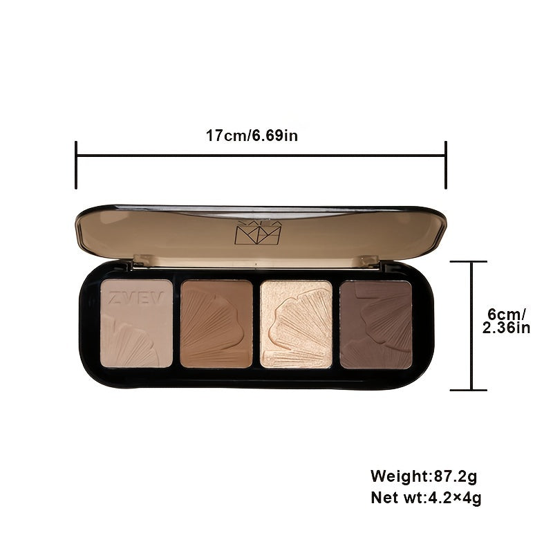 4 Colors Contouring Palette Eyeshadow Palette Brown Coffee Tone Matte Finish
