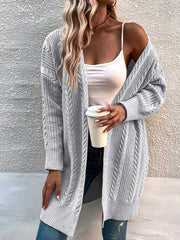 Women's Plus Casual Cable Knit Cardigan