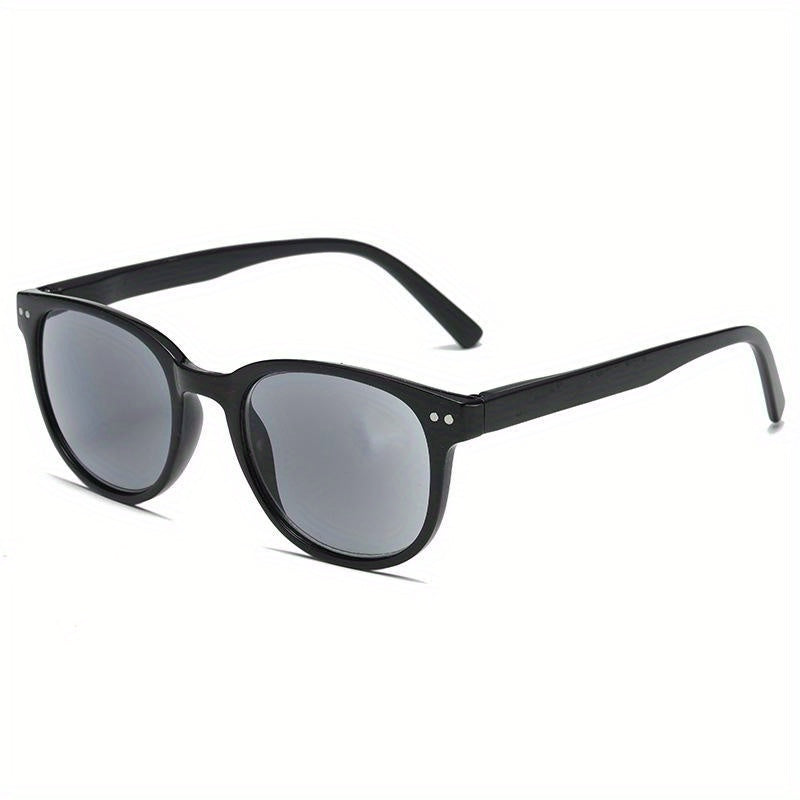 Men's Oval Rivet Glasses Anti Light UV Protection with Cloth Bag