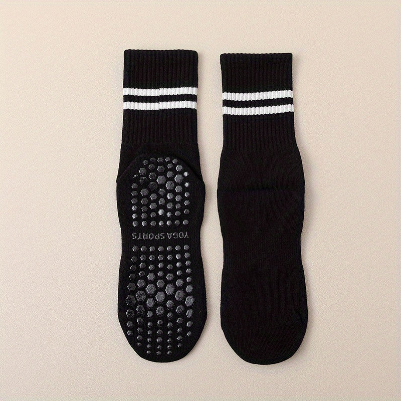 2 Pairs Silicone Non-slip Yoga Socks Striped Breathable Sports Socks