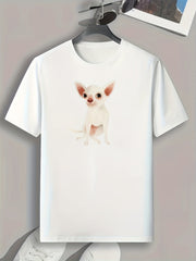 Chiwawa Print Men's Comfy T-shirt for Outdoor Summer
