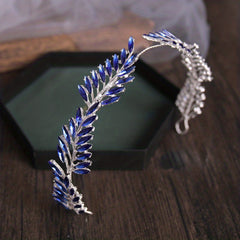 Baroque Rhinestone Colorful Leaf Crystal Headband Crown Bridal Headwear
