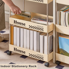 4 Shelf Storage Rack Rolling Utility Cart Movable Storage Book Shelves