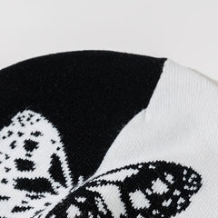 Jacquard Butterfly Beanie Cap Casual Warm Lightweight Skull Hat For Women