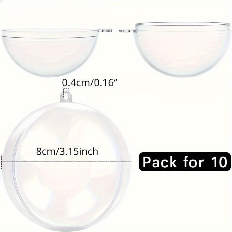10pcs Clear Plastic Christmas Ornaments for DIY Crafts and Decorations