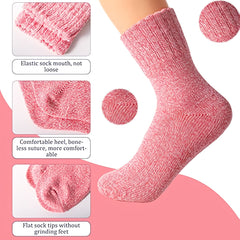 5 Pairs Thick Knit Warm Socks Soft & Comfy Mid Tube Socks Women's Stockings