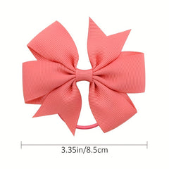 20pcs Candy Ribbed Bow Hair Ties Elastic Hair Accessories Gift