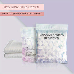 Disposable Large Bath Towels Biodegradable Cotton Quick Dry Washcloth Set
