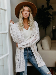 Women's Plus Size Casual Hollow Out Open Front Cardigan