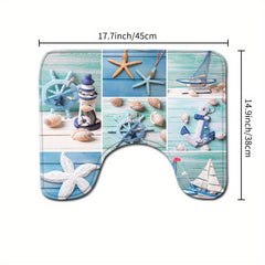 Waterproof Sailboat Starfish Shower Curtain Set with Non Slip Rug