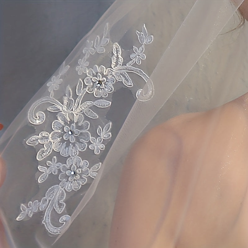 Lace Edge Bridal Wedding Veil 1 Tier Veil With Comb Wedding Accessories