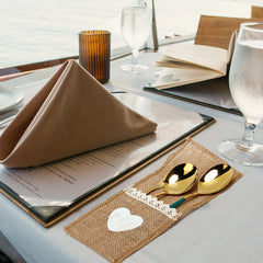 10pcs Burlap Lace Utensil Holders for Vintage Wedding
