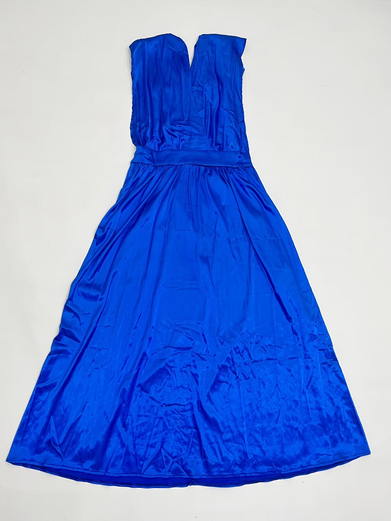 Solid Satin V Neck Midi Tank Dress