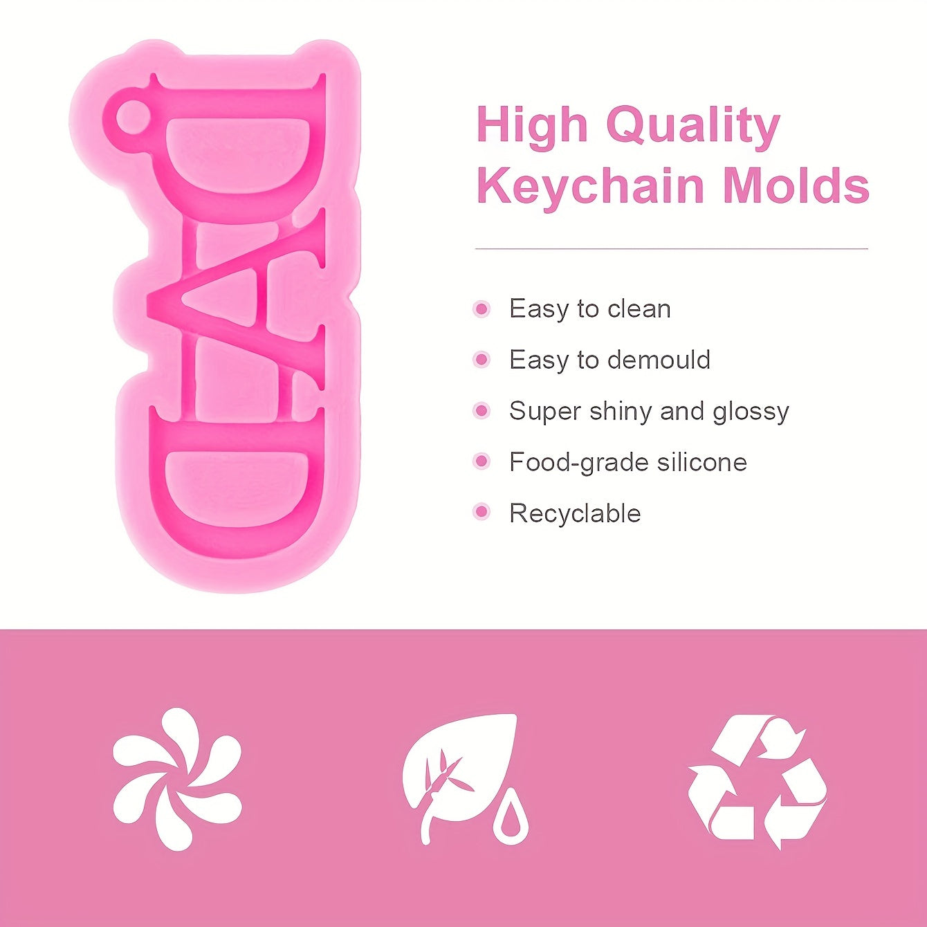Dad Word Keychain Silicone Mold Father's Gift Epoxy Resin DIY Crafts