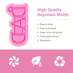 Dad Word Keychain Silicone Mold Father's Gift Epoxy Resin DIY Crafts
