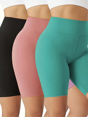 3 Pack Plus Size High Rise Biker Shorts Set