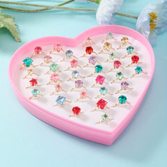 36pcs Colorful Gemstone Rings for Kids Girls Children
