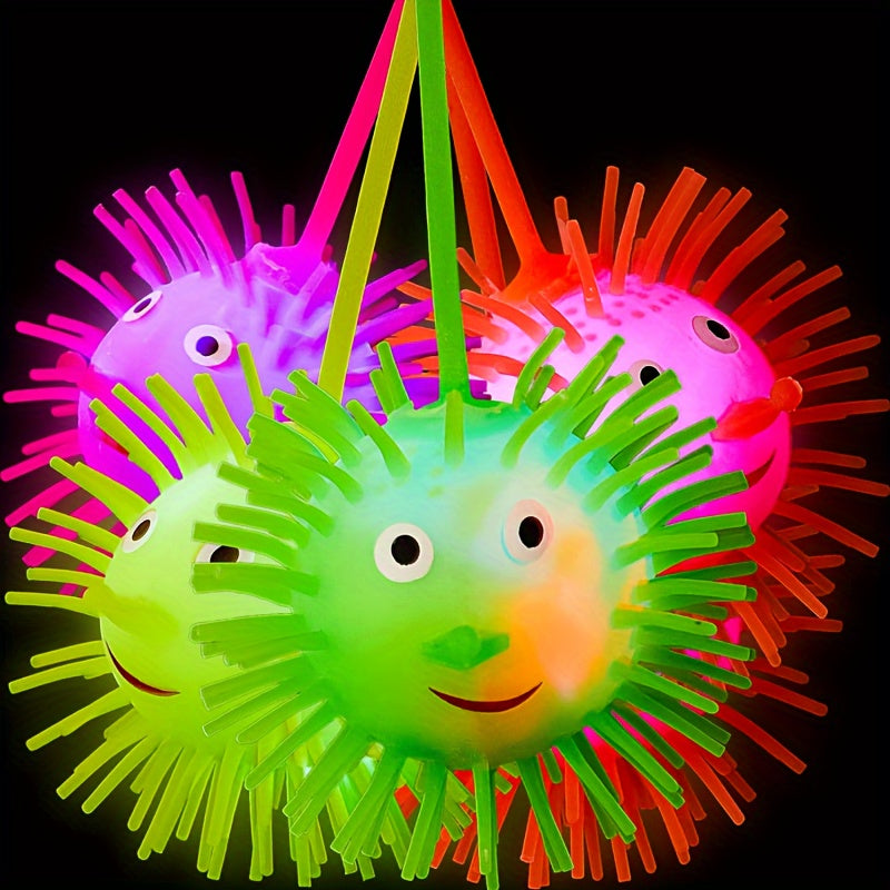 5PCS LED Luminous Hedgehog Fur Ball Glitter Ball Self-contained Elastic Ring