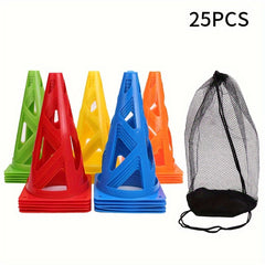25pcs Soccer Ball Cones Agility Speed Training Equipment