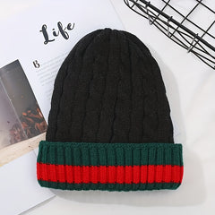 Striped Beanie Hat Ear Protection Warm Knitted Hat for Men and Women