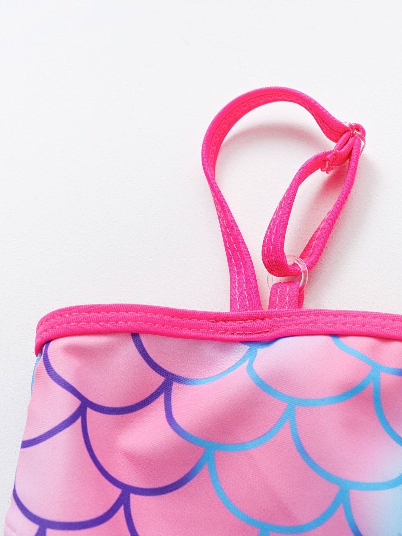 Toddler Girls Fish Scale Ruffle Trim Cami Swimsuit
