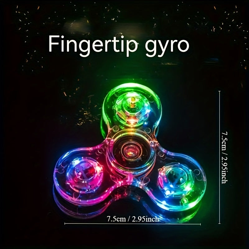 LED Light Up Fidget Spinner Transparent Stress Relief Hand Toy for Kids & Adults