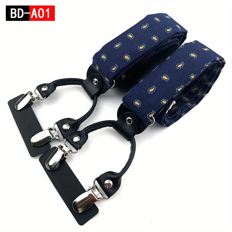 Men's Y Clip Jacquard Leather Band Elastic Jockstrap