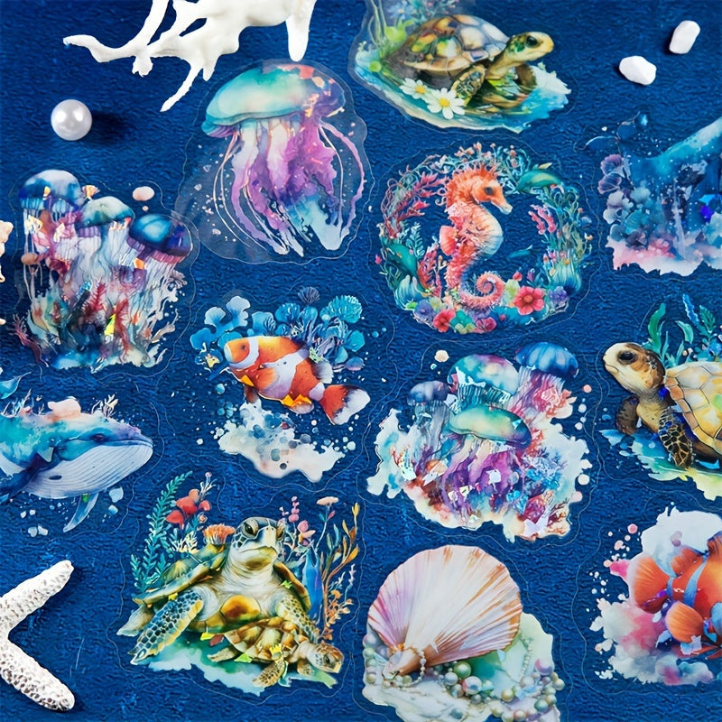 10pcs Ocean Jellyfish Shell Transparent Stickers DIY Album Decoration