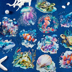 10pcs Ocean Jellyfish Shell Transparent Stickers DIY Album Decoration