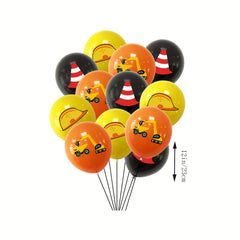 Car Birthday Theme Flag Balloon Set with Safety Hat
