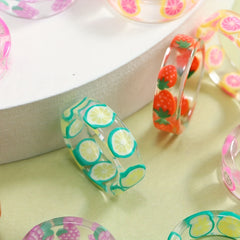 10pcs Girls Resin Fruit Rings Kids Birthday Gift