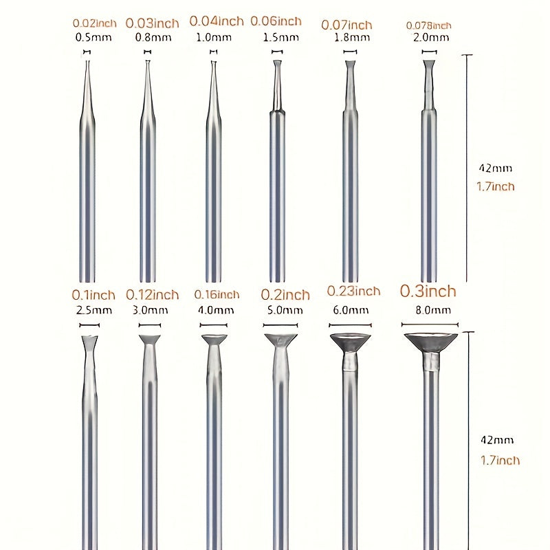12pcs Bowl Shape Diamond Grinding Burr 2.35mm Shank