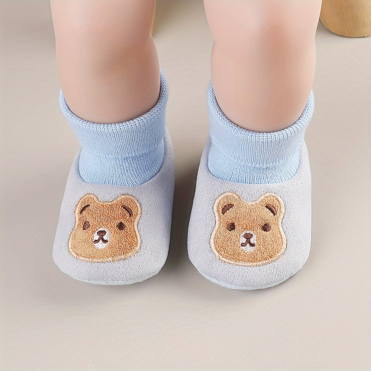 Baby Boys Cartoon Bear Cozy Boots Soft Plus Fleece Indoor Winter Shoes