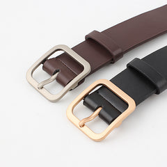 Women's PU Leather Square Pin Buckle Belt High Waist Strap
