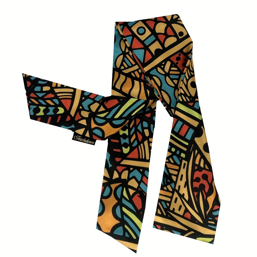 Boho Hair Satin Print Scarf Ladies Silk Scarf Women Bandana Long Double Layer