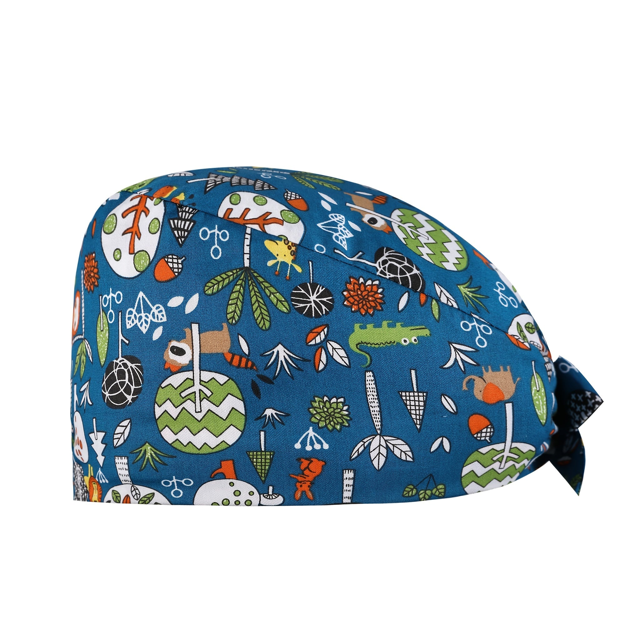 Cartoon Printed Working Hat Scrub Caps Adjustable Work Cap