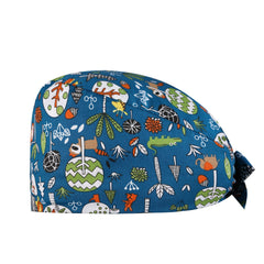 Cartoon Printed Working Hat Scrub Caps Adjustable Work Cap