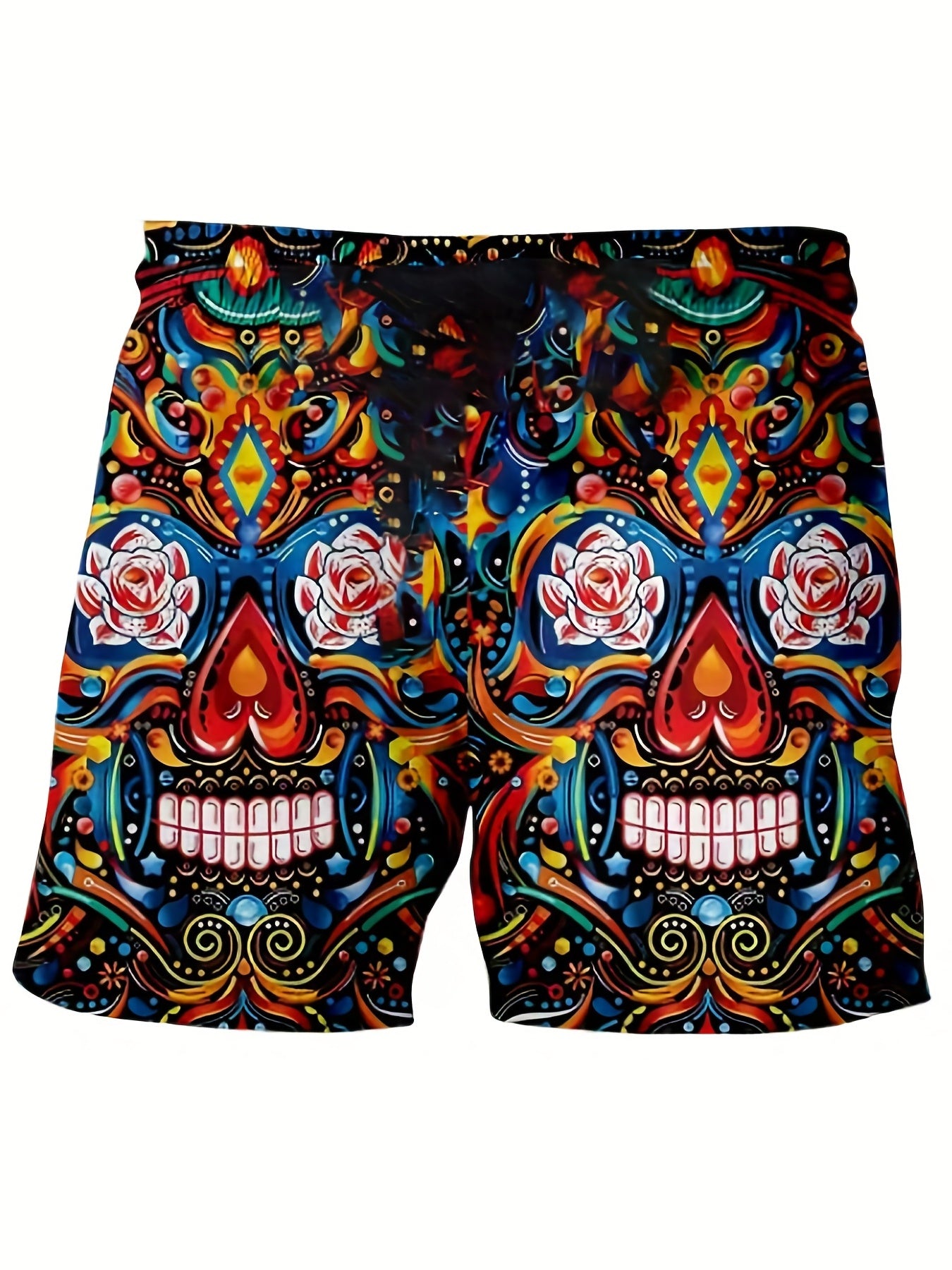 Men's Skull Sketch Drawstring Shorts for Outdoor Activities