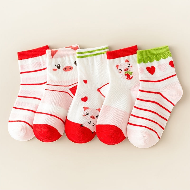 Girls Strawberry Pattern Sweet Socks for All Seasons