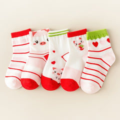 Girls Strawberry Pattern Sweet Socks for All Seasons