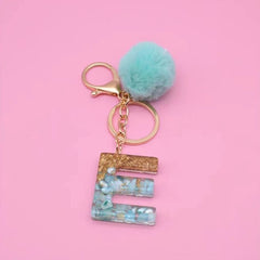 Glitter Resin Initial Letter Keychain English Alphabet Keyring