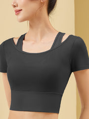 Women's Quick Dry Short Sleeve T-shirt for Yoga Running Sports